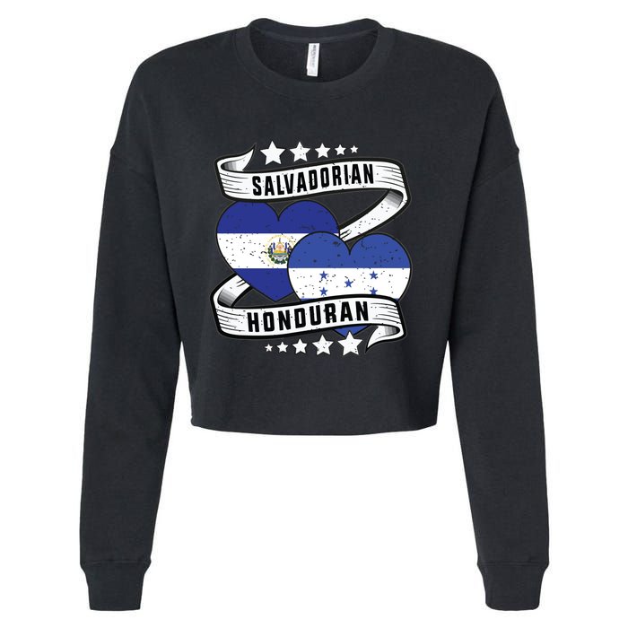 Salvadorian Honduran Flag Honduras Y El Salvador Sweatshirt Cropped Pullover Crew