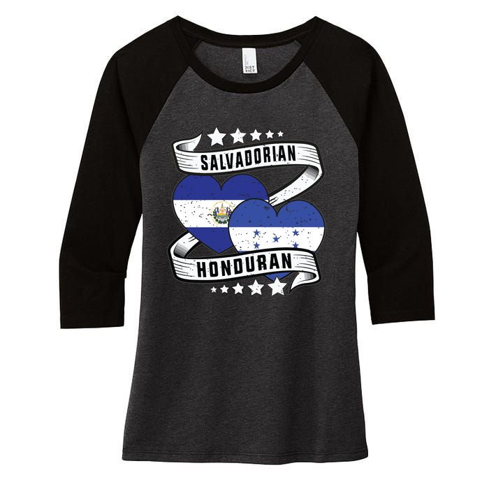 Salvadorian Honduran Flag Honduras Y El Salvador Sweatshirt Women's Tri-Blend 3/4-Sleeve Raglan Shirt