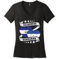 Salvadorian Honduran Flag Honduras Y El Salvador Sweatshirt Women's V-Neck T-Shirt