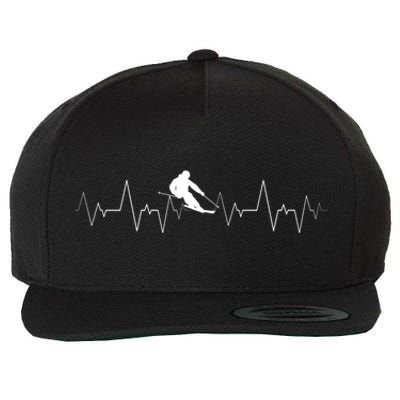 Skiing Heartbeat Funny Cardiogram Skiing Lover Ekg Gift Cute Gift Wool Snapback Cap