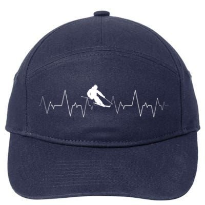 Skiing Heartbeat Funny Cardiogram Skiing Lover Ekg Gift Cute Gift 7-Panel Snapback Hat