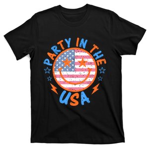 Smile Happy Face Party In The USA American Flag 4th Of July T-Shirt