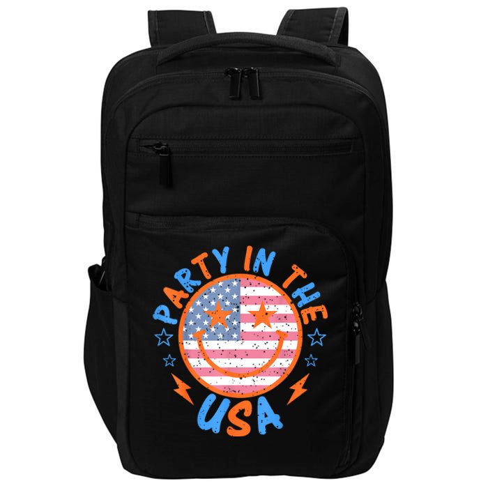 Smile Happy Face Party In The USA American Flag 4th Of July Impact Tech Backpack