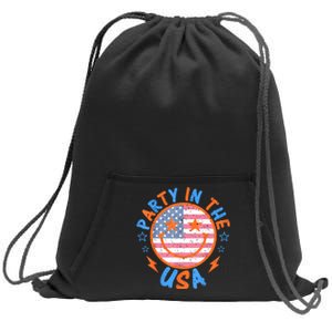 Smile Happy Face Party In The USA American Flag 4th Of July Sweatshirt Cinch Pack Bag