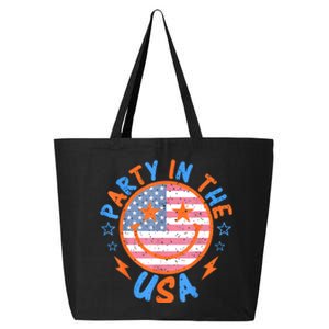 Smile Happy Face Party In The USA American Flag 4th Of July 25L Jumbo Tote