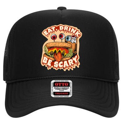 Spooky Halloween Feast Graphic High Crown Mesh Back Trucker Hat