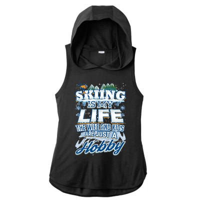 Skiing Husband Funny Funny Gift Ladies PosiCharge Tri-Blend Wicking Draft Hoodie Tank