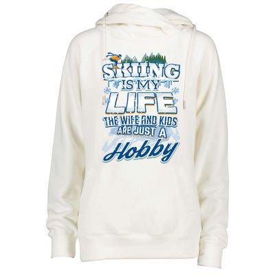 Skiing Husband Funny Funny Gift Womens Funnel Neck Pullover Hood