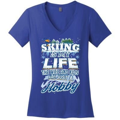 Skiing Husband Funny Funny Gift Women's V-Neck T-Shirt