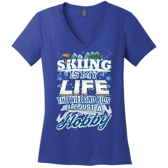 Skiing Husband Funny Funny Gift Women's V-Neck T-Shirt