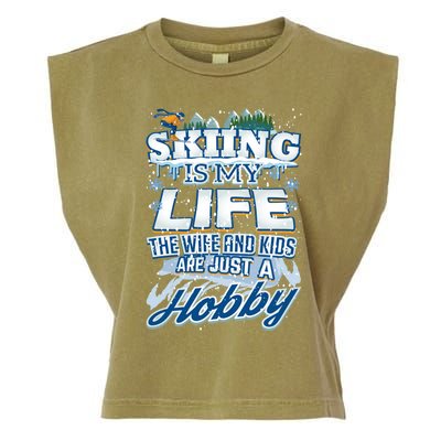 Skiing Husband Funny Funny Gift Garment-Dyed Women's Muscle Tee