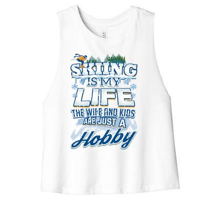 Skiing Husband Funny Funny Gift Women's Racerback Cropped Tank