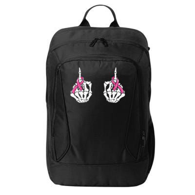 Skeleton Hand Fuck Cancer Pink Funny Breast Cancer Awareness City Backpack