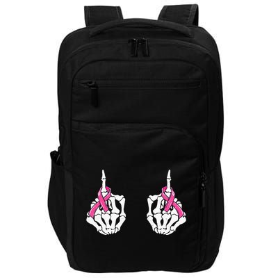 Skeleton Hand Fuck Cancer Pink Funny Breast Cancer Awareness Impact Tech Backpack