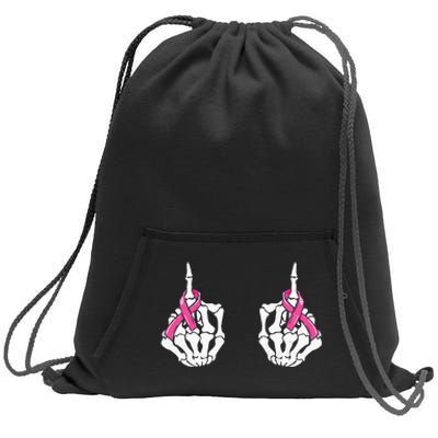 Skeleton Hand Fuck Cancer Pink Funny Breast Cancer Awareness Sweatshirt Cinch Pack Bag