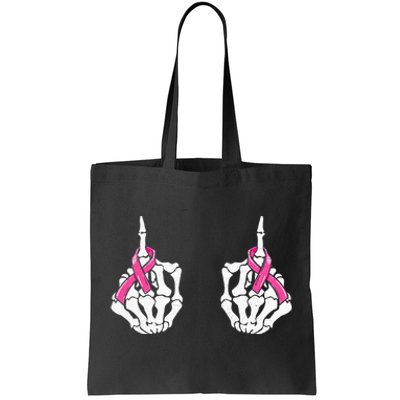 Skeleton Hand Fuck Cancer Pink Funny Breast Cancer Awareness Tote Bag