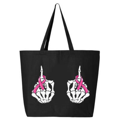 Skeleton Hand Fuck Cancer Pink Funny Breast Cancer Awareness 25L Jumbo Tote