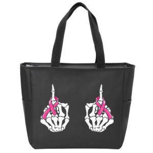 Skeleton Hand Fuck Cancer Pink Funny Breast Cancer Awareness Zip Tote Bag