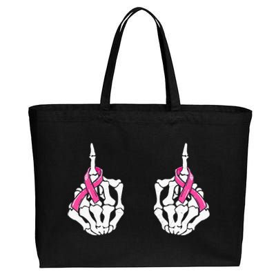 Skeleton Hand Fuck Cancer Pink Funny Breast Cancer Awareness Cotton Canvas Jumbo Tote