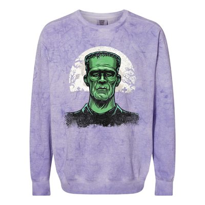 Scary Halloween Frankenstein Monster Face Munster Colorblast Crewneck Sweatshirt