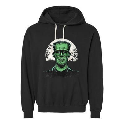 Scary Halloween Frankenstein Monster Face Munster Garment-Dyed Fleece Hoodie