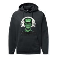 Scary Halloween Frankenstein Monster Face Munster Performance Fleece Hoodie