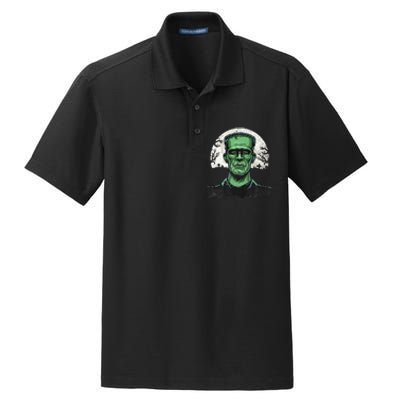 Scary Halloween Frankenstein Monster Face Munster Dry Zone Grid Polo