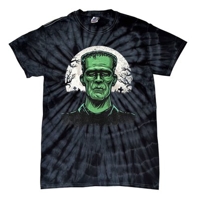 Scary Halloween Frankenstein Monster Face Munster Tie-Dye T-Shirt