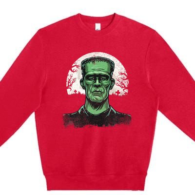 Scary Halloween Frankenstein Monster Face Munster Premium Crewneck Sweatshirt