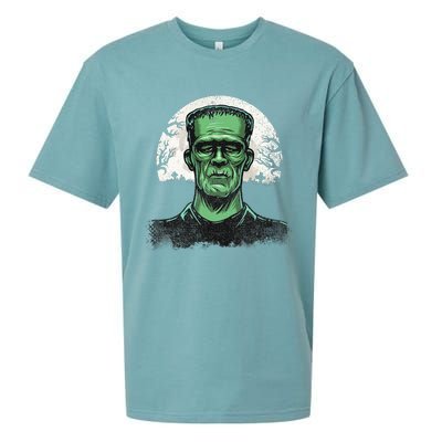 Scary Halloween Frankenstein Monster Face Munster Sueded Cloud Jersey T-Shirt