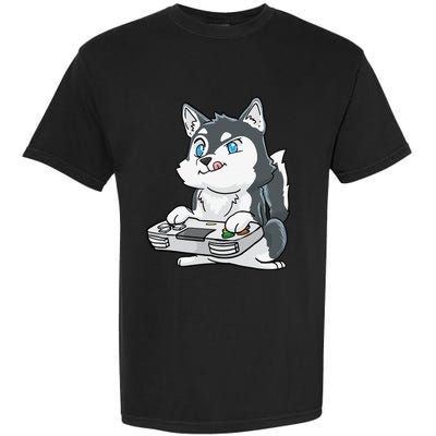 Siberian Husky Gaming Kawaii Gift for Gamers and Dog Lovers Garment-Dyed Heavyweight T-Shirt