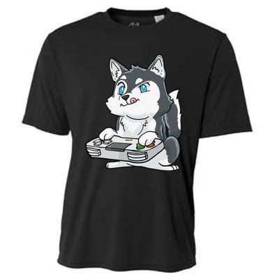 Siberian Husky Gaming Kawaii Gift for Gamers and Dog Lovers Cooling Performance Crew T-Shirt