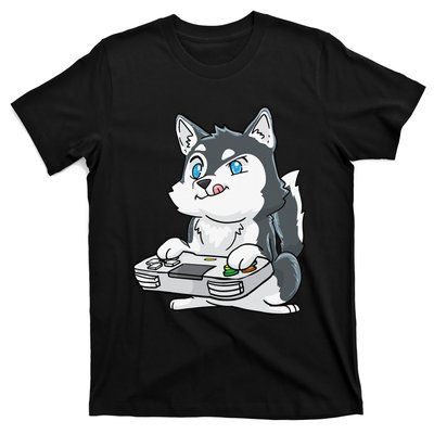 Siberian Husky Gaming Kawaii Gift for Gamers and Dog Lovers T-Shirt