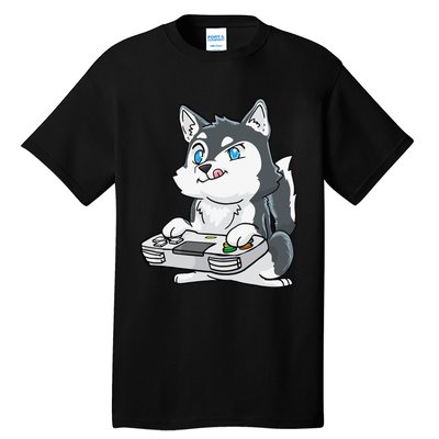 Siberian Husky Gaming Kawaii Gift for Gamers and Dog Lovers Tall T-Shirt