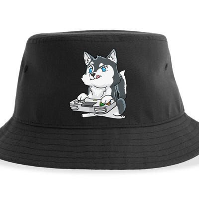 Siberian Husky Gaming Kawaii Gift for Gamers and Dog Lovers Sustainable Bucket Hat