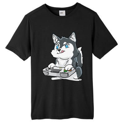 Siberian Husky Gaming Kawaii Gift for Gamers and Dog Lovers Tall Fusion ChromaSoft Performance T-Shirt