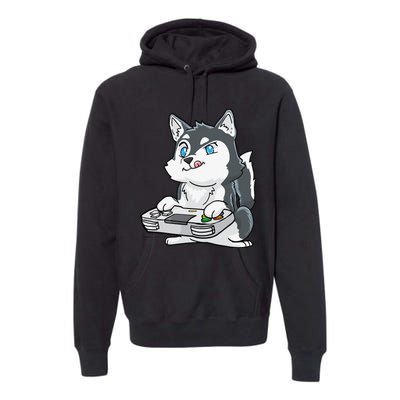 Siberian Husky Gaming Kawaii Gift for Gamers and Dog Lovers Premium Hoodie