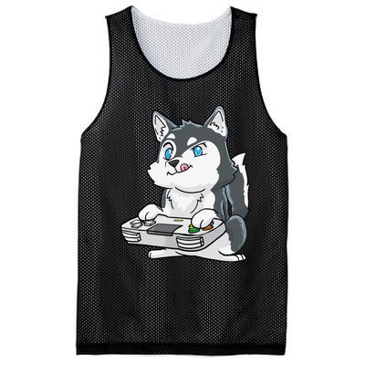 Siberian Husky Gaming Kawaii Gift for Gamers and Dog Lovers Mesh Reversible Basketball Jersey Tank