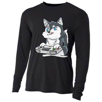 Siberian Husky Gaming Kawaii Gift for Gamers and Dog Lovers Cooling Performance Long Sleeve Crew