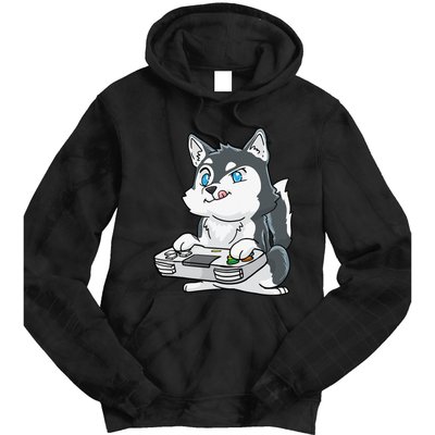 Siberian Husky Gaming Kawaii Gift for Gamers and Dog Lovers Tie Dye Hoodie