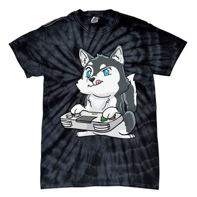 Siberian Husky Gaming Kawaii Gift for Gamers and Dog Lovers Tie-Dye T-Shirt