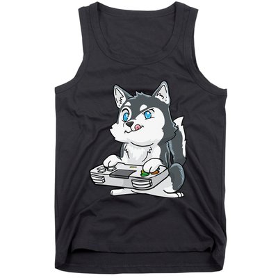 Siberian Husky Gaming Kawaii Gift for Gamers and Dog Lovers Tank Top