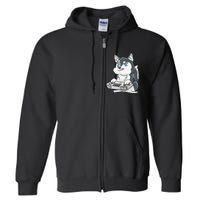 Siberian Husky Gaming Kawaii Gift for Gamers and Dog Lovers Full Zip Hoodie