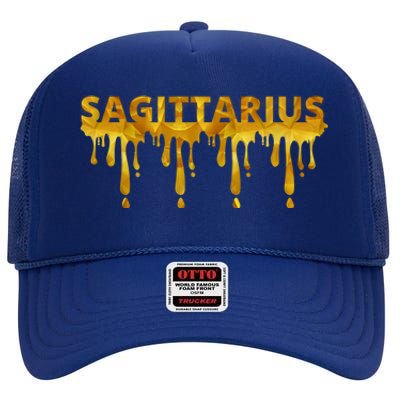 Sagittarius Horoscope Geometric Zodiac Birthday Astrology Cool Gift High Crown Mesh Back Trucker Hat