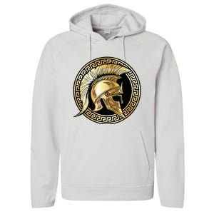 Spartan Helmet Gold Gladiator Sparta Greek Gym Workout Performance Fleece Hoodie