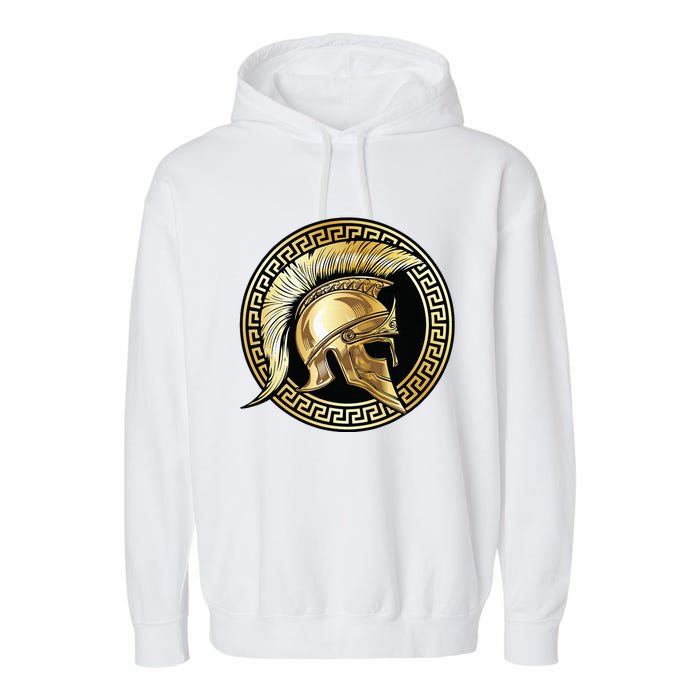 Spartan Helmet Gold Gladiator Sparta Greek Gym Workout Garment-Dyed Fleece Hoodie