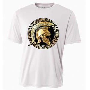 Spartan Helmet Gold Gladiator Sparta Greek Gym Workout Cooling Performance Crew T-Shirt