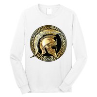 Spartan Helmet Gold Gladiator Sparta Greek Gym Workout Long Sleeve Shirt