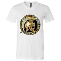 Spartan Helmet Gold Gladiator Sparta Greek Gym Workout V-Neck T-Shirt