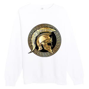 Spartan Helmet Gold Gladiator Sparta Greek Gym Workout Premium Crewneck Sweatshirt